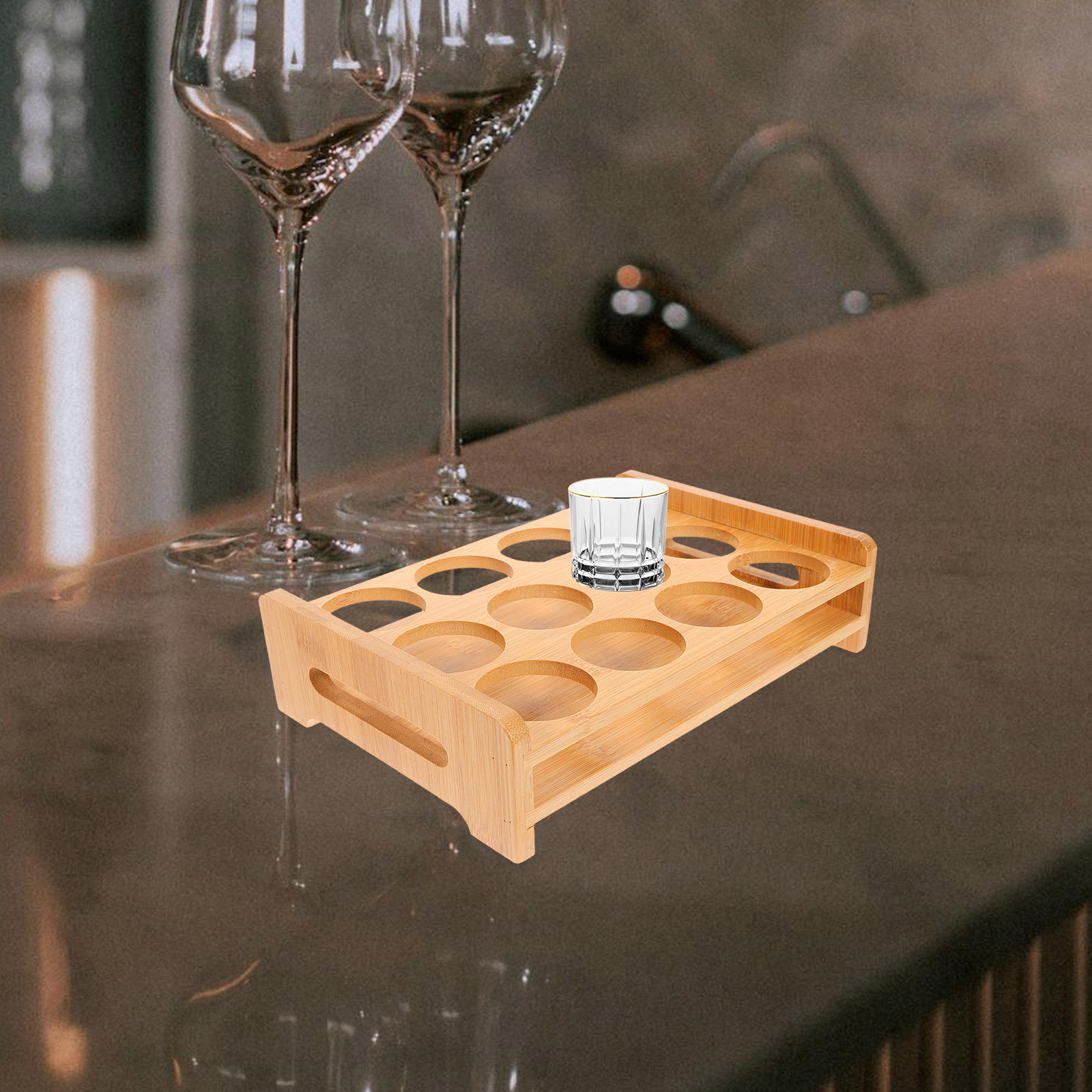 Wine Beer Glass - Espositore Portabicchierini in Bambù, Versatile Supporto