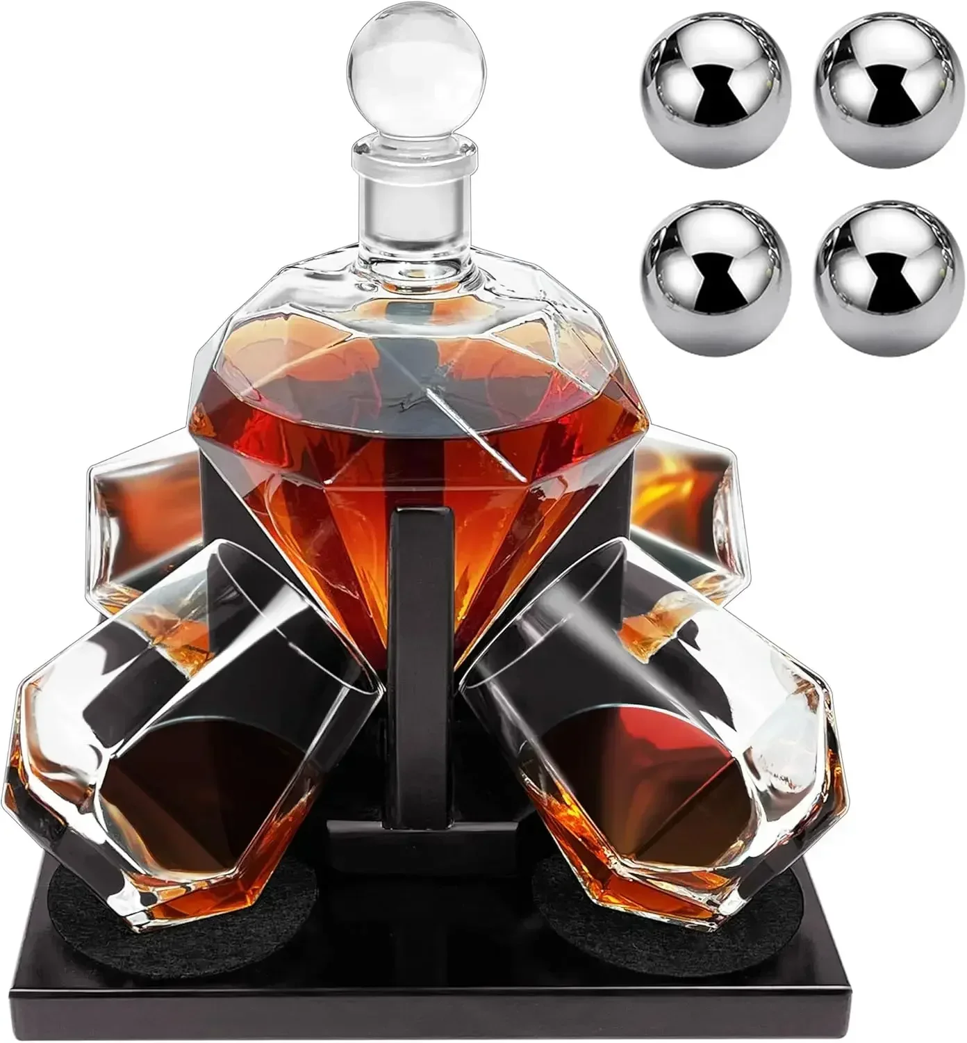 Whiskey Stone Set - Diamond Whiskey Decanter Set, Diamond Decanter