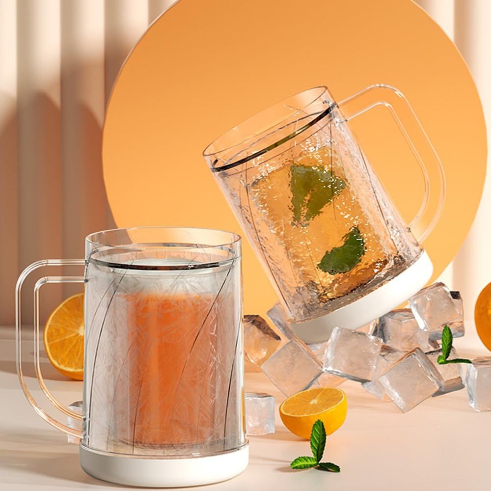 Wine Beer Glass - Bicchiere Refrigerante con Manico per Casa,