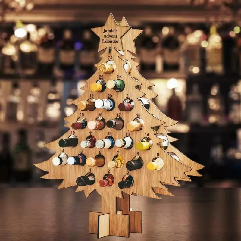 Wine Beer Rack - Albero di natale portabottiglie in legno