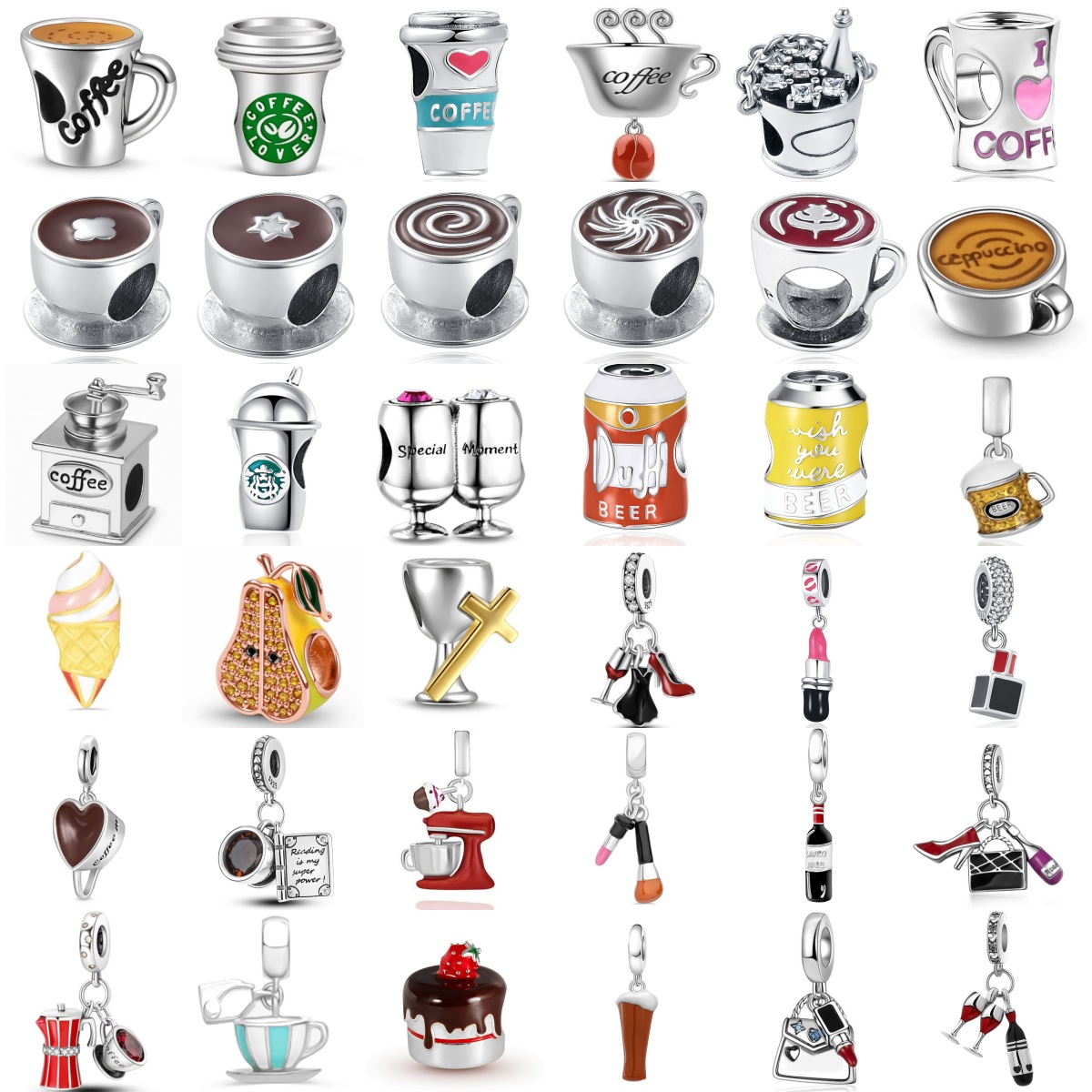 Wine In Beer - Ciondolo europeo in argento 925 con