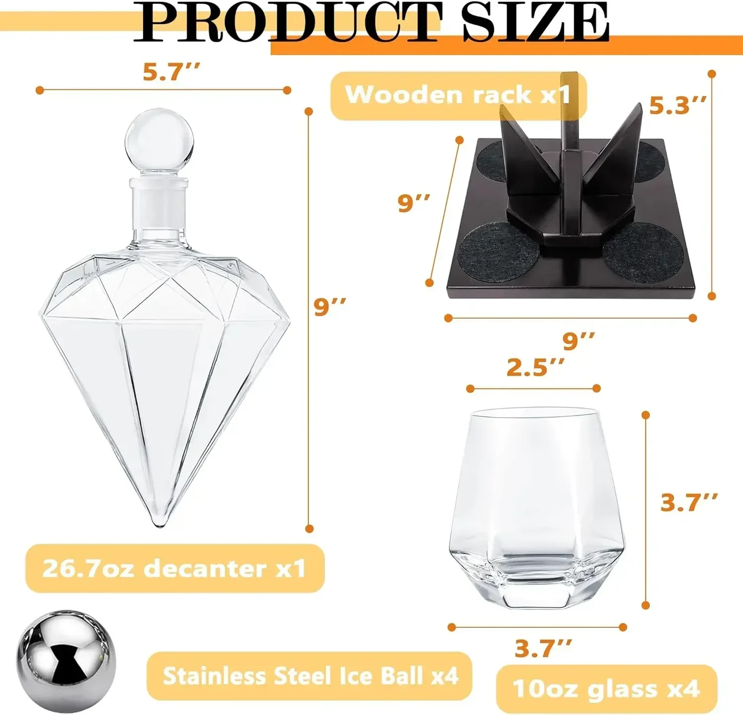 Diamond Whiskey Decanter Set,  - Whiskey Stone Set recensione e prezzo