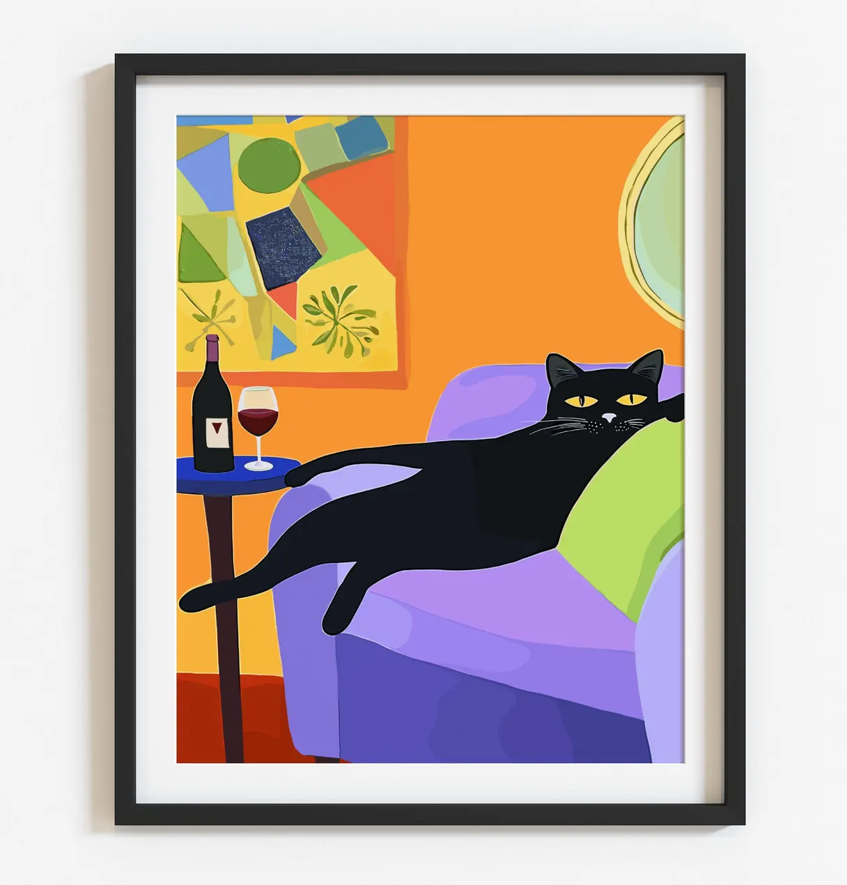 Retro Black Cat Wine Wall Art  - Wine Beer Bar recensione e prezzo